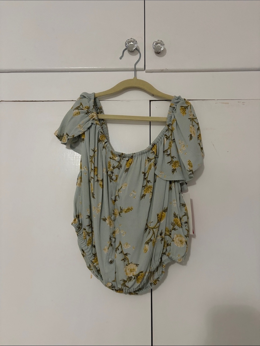 Xhilaration Light Blue Floral Off-Shoulder Blouse and skirt set
